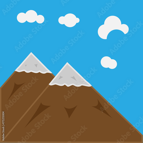 Mountains on a background blue cloudy sky. Vector illustration