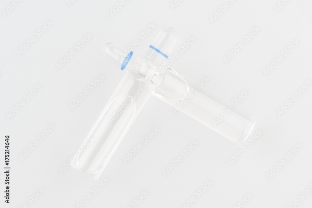 Crossed the vials on the medical table Crossed the vials on the medical table