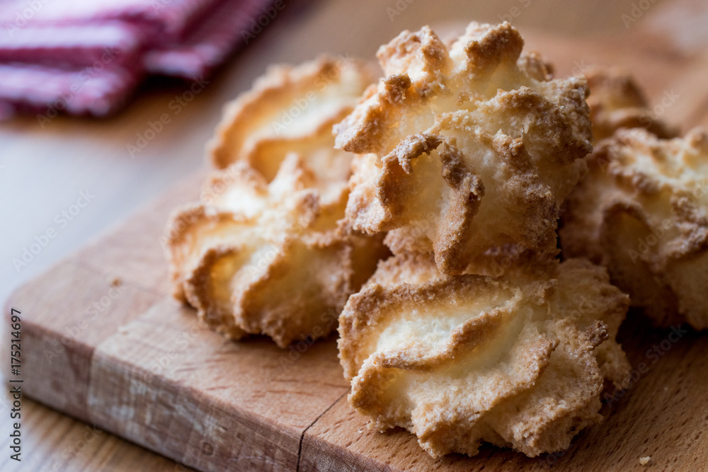 Coconut Cookies on wooden surface. Coconut Cookies on wooden surface.