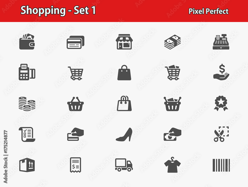 Shopping Icons. Professional, pixel perfect icons optimized for both large and small resolutions. EPS 8 format. Shopping Icons. Professional, pixel perfect icons optimized for both large and small resolutions. EPS 8 format.