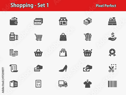 Shopping Icons. Professional, pixel perfect icons optimized for both large and small resolutions. EPS 8 format.