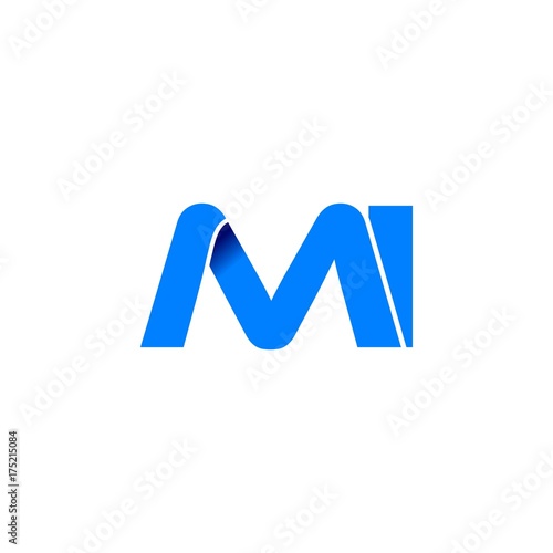mi logo initial logo vector modern blue fold style