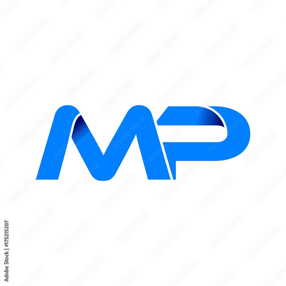mp logo initial logo vector modern blue fold style mp logo initial logo vector modern blue fold style
