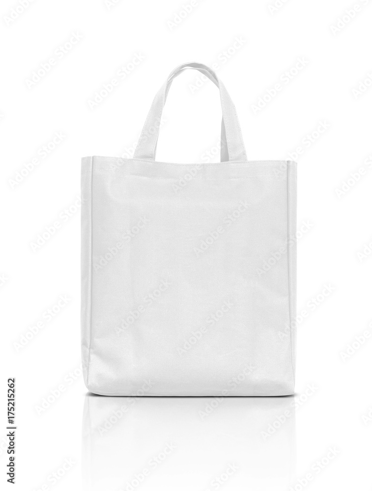 blank white fabric canvas bag isolated on white background Stock Photo ...