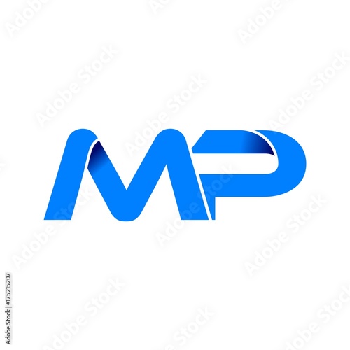 mp logo initial logo vector modern blue fold style photo
