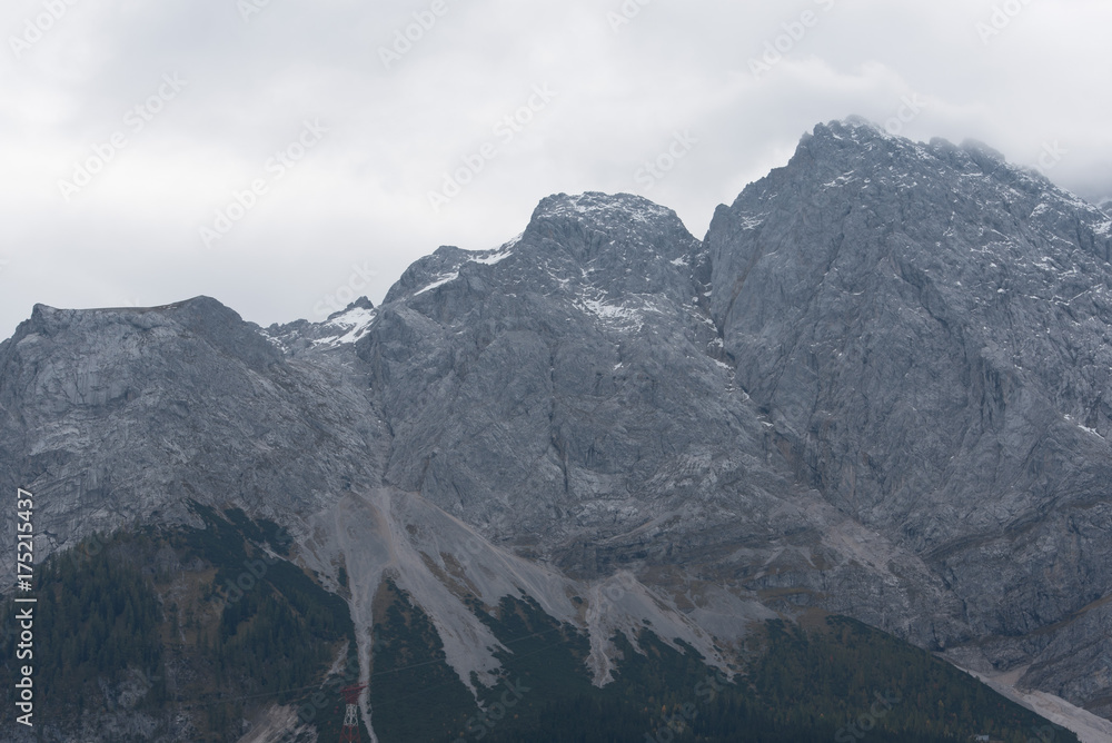 misty and cloudy mountains in Bavaria near Zugspitze