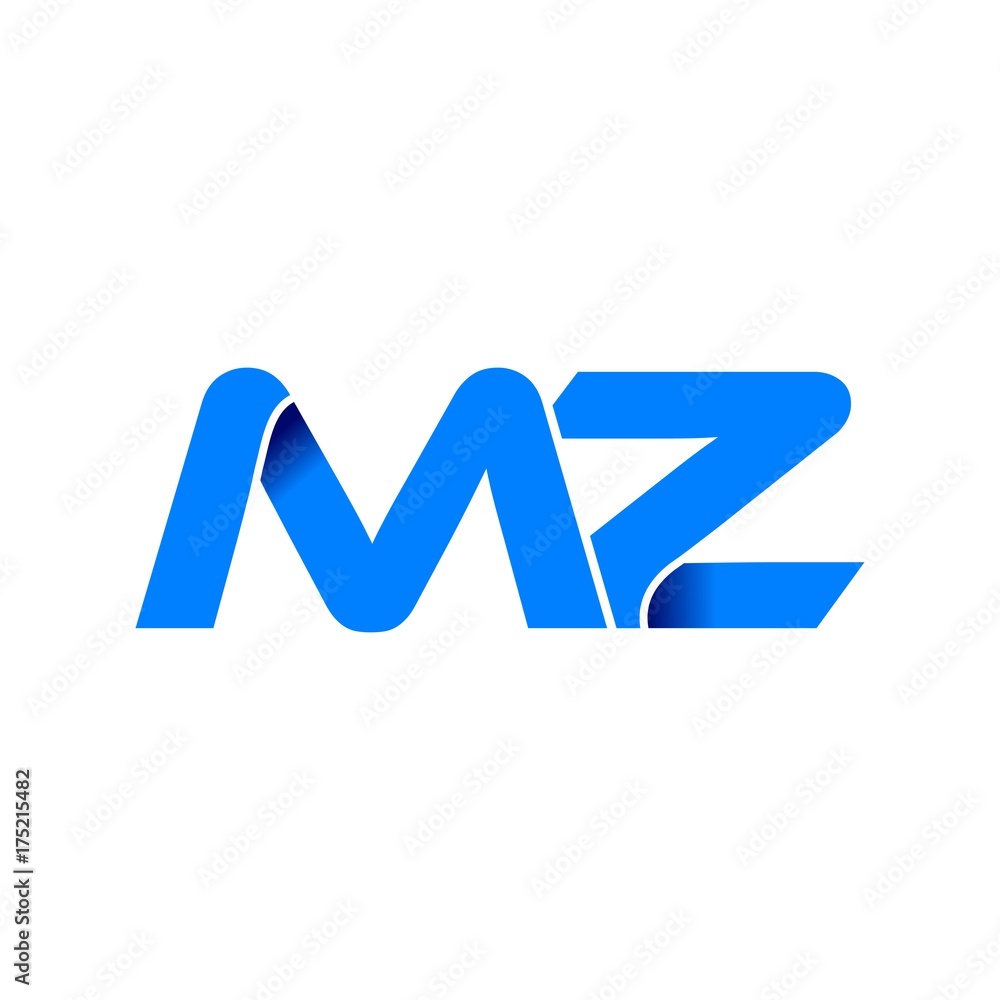 mz logo initial logo vector modern blue fold style mz logo initial logo vector modern blue fold style