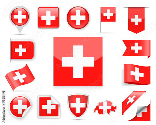 Switzerland Flag Vector Set