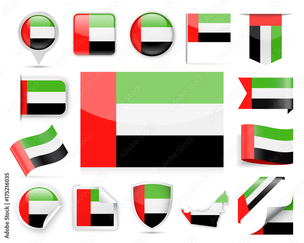 United Arab Emirates Flag Vector Set United Arab Emirates Flag Vector Set