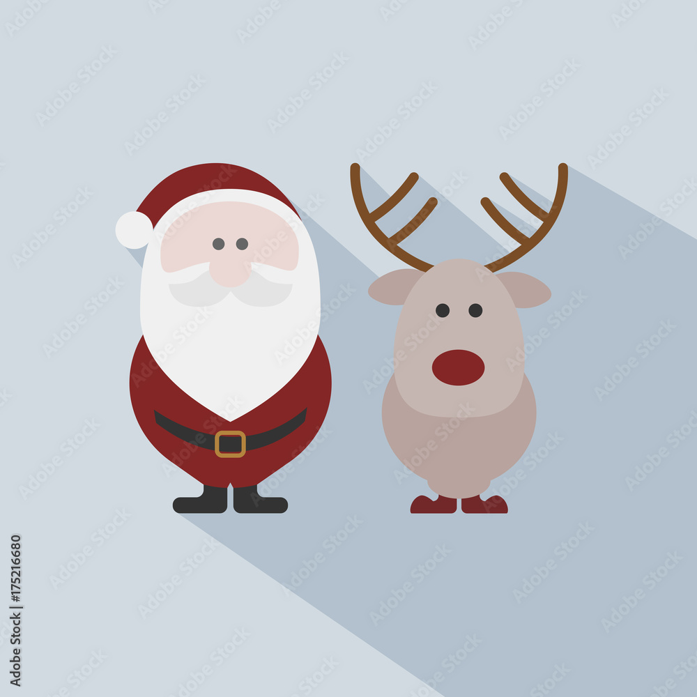 Santa Claus with reindeer on grey background Santa Claus with reindeer on grey background