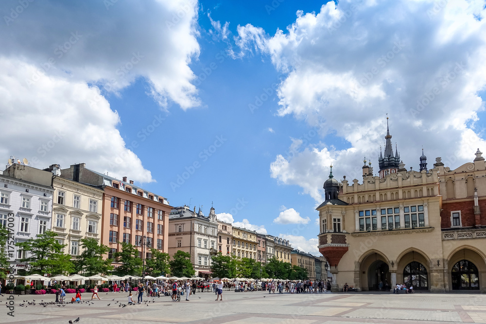 KRAKOW, POLAND - August 27, 2017: ,The main square in Krakow, Poland