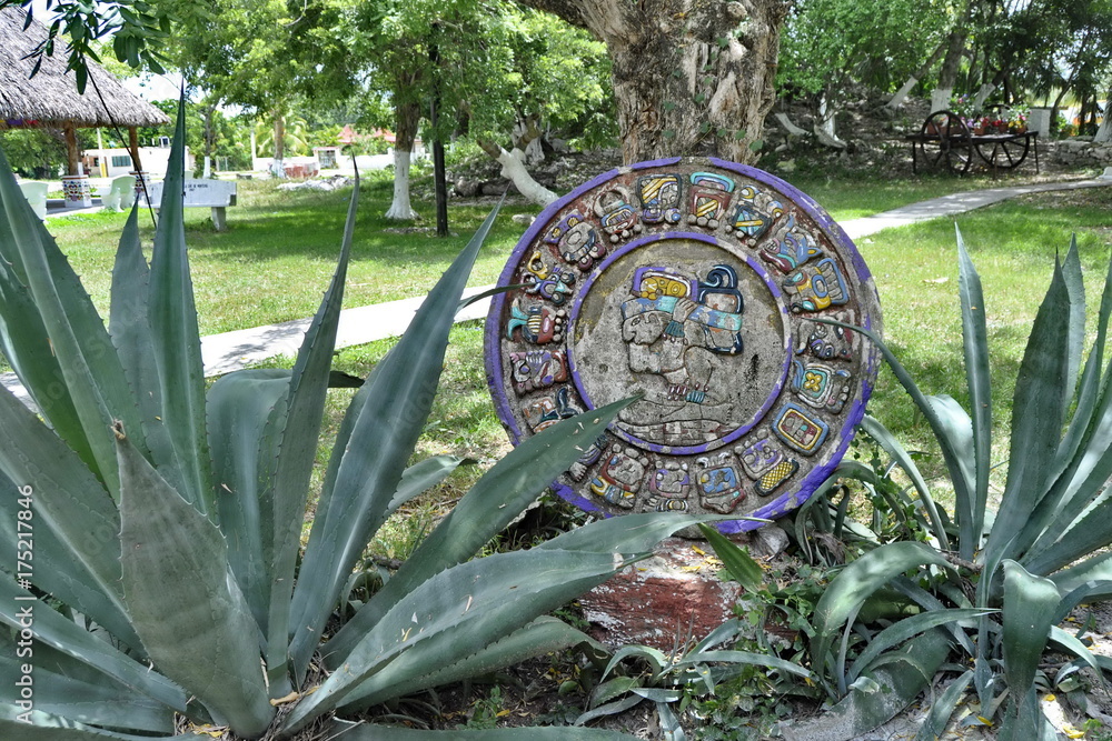 Mayan Calendar Statue in Cozumel, Mexico Stock Photo Adobe Stock
