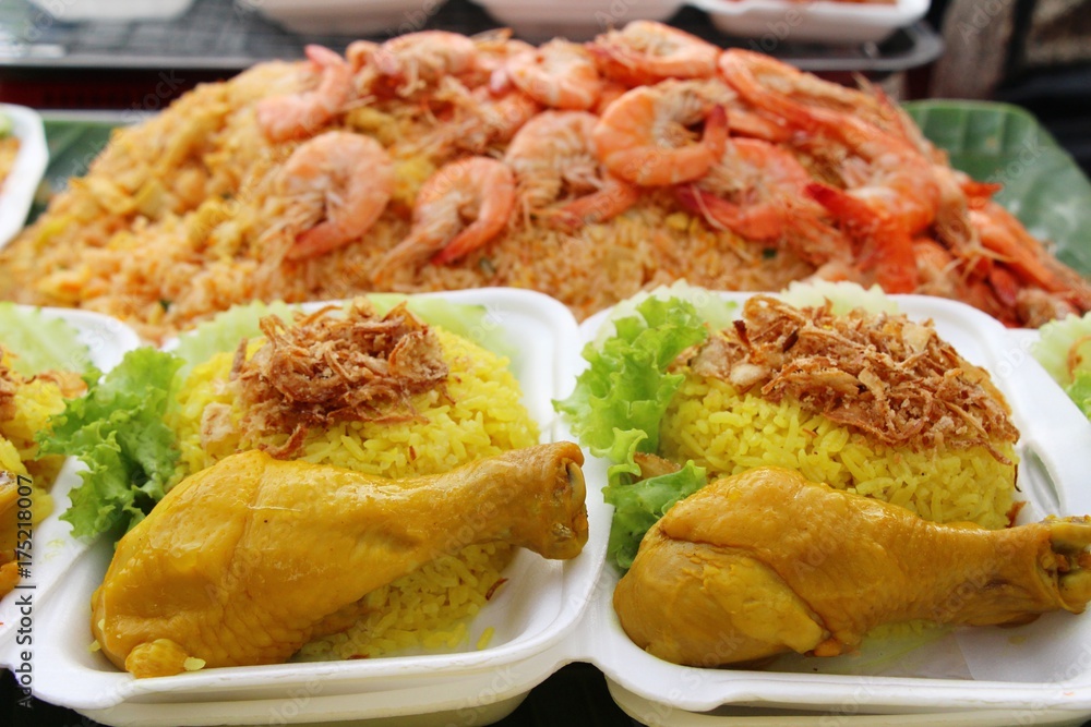 Chicken biryani with rice delicious and sauce Chicken biryani with rice delicious and sauce