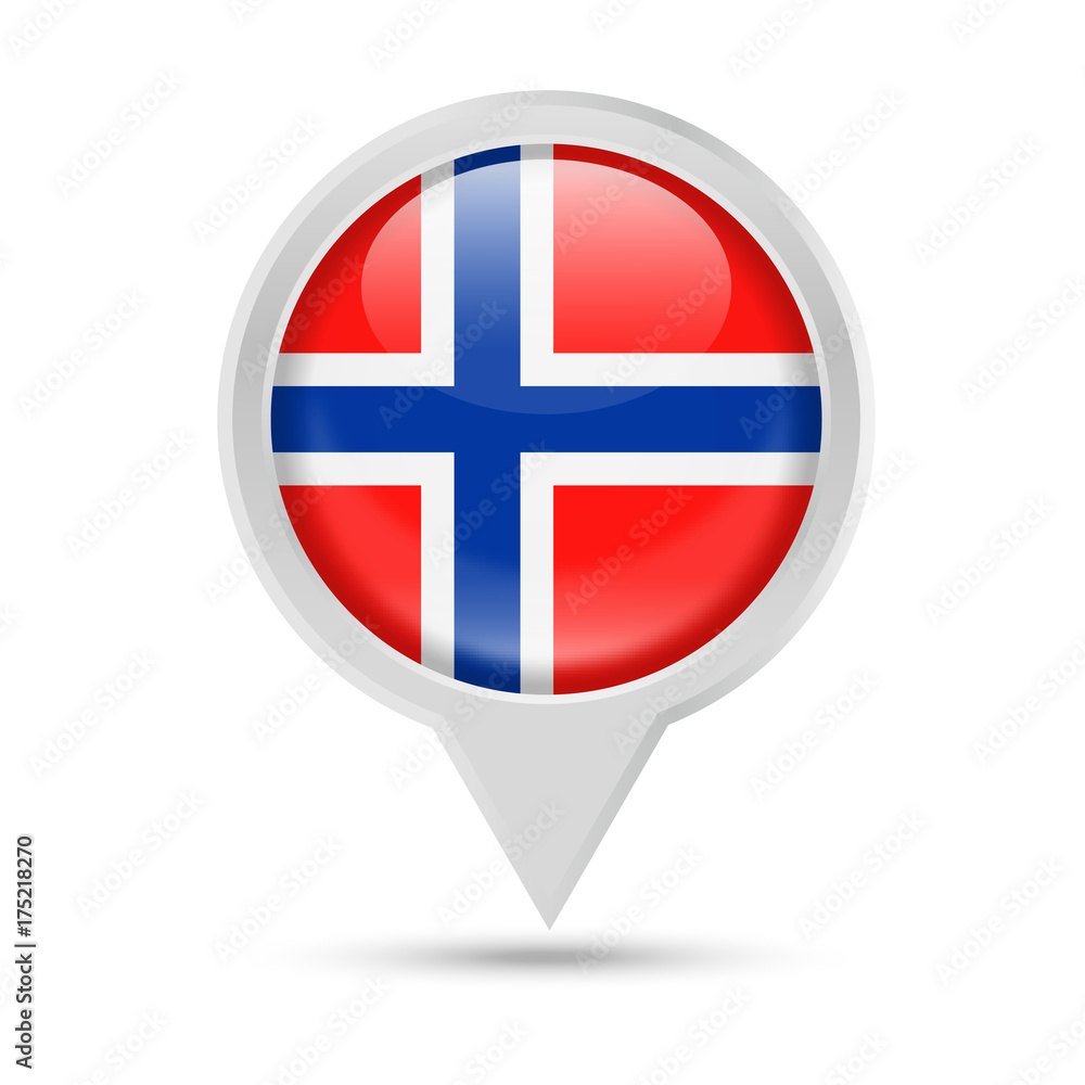 Obraz premium Norway Flag Round Pin Vector Icon