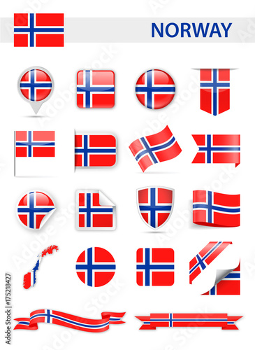 Norway Flag Vector Set