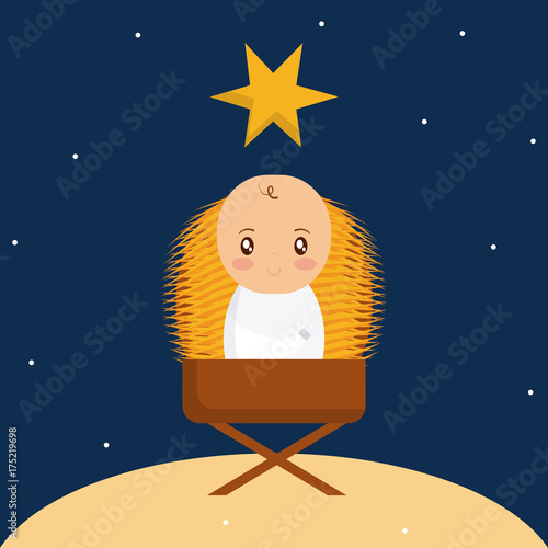 Baby jesus cartoon of holy family theme Vector illustration