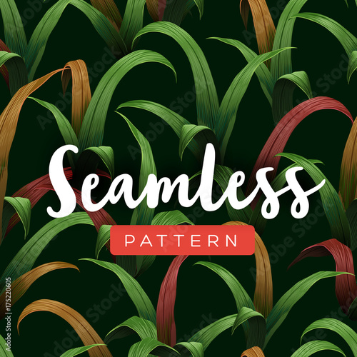 Bright tropical seamless pattern with jungle plants.