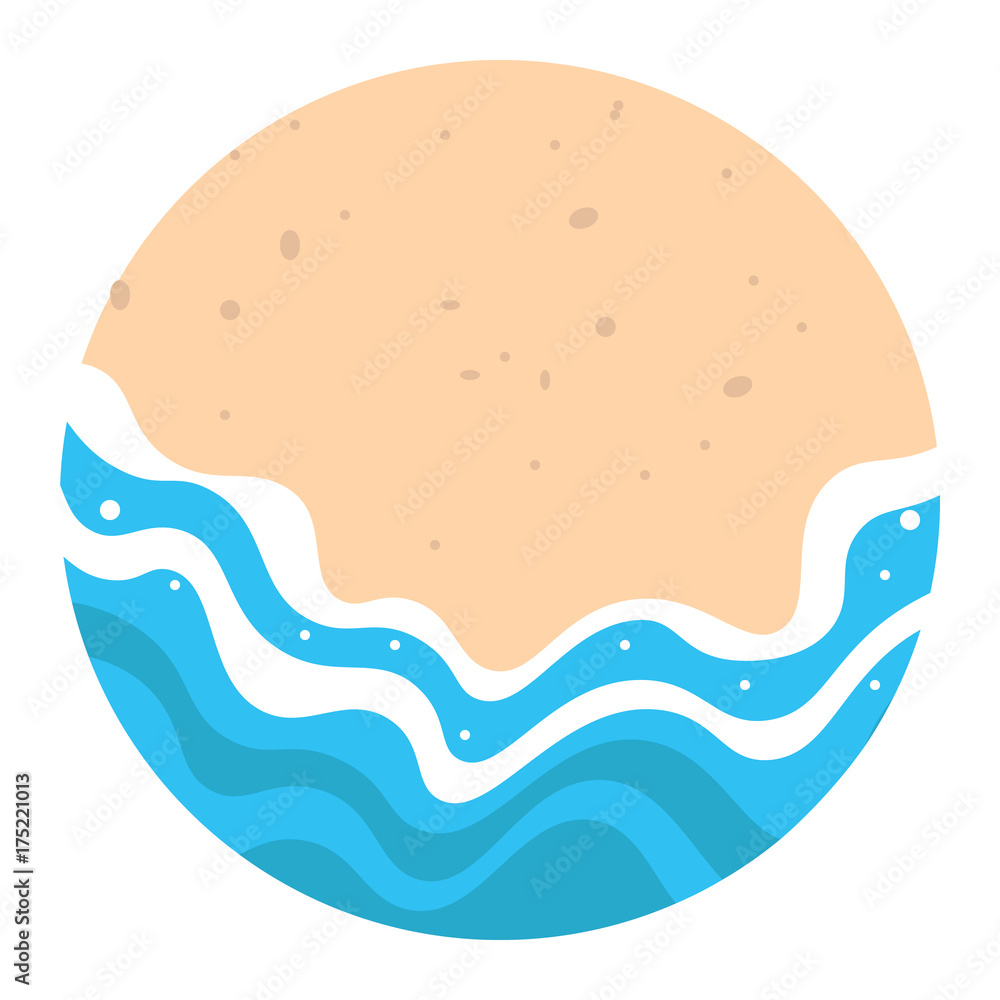 Summer is the beach. Flat design. Sea waves roll to the shore. Summer is the beach. Flat design. Sea waves roll to the shore.