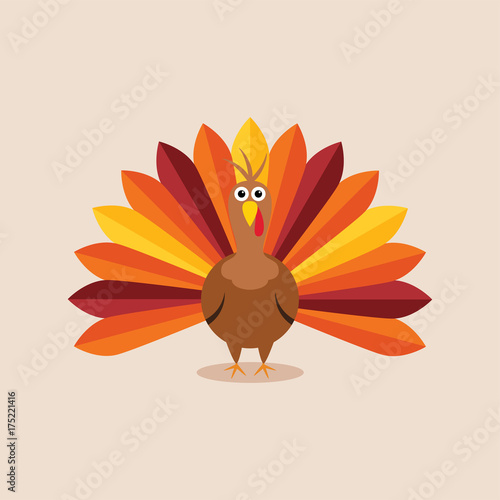 vector turkey card for thanksgiving day