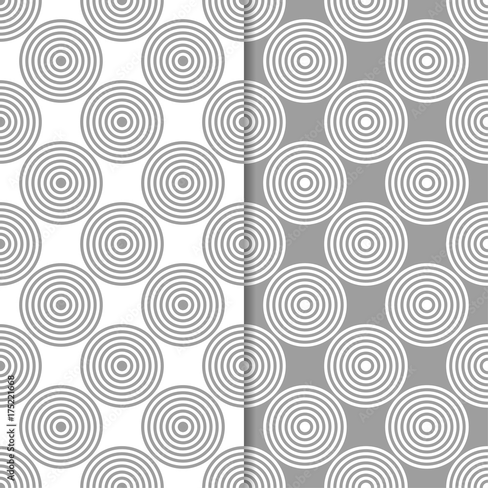 Gray and white geometric ornaments. Set of seamless patterns Gray and white geometric ornaments. Set of seamless patterns