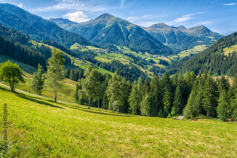 view of beautiful valley d'Ultimo (Ultental) in South Tyrol, Trentino Alto Adige, Italy