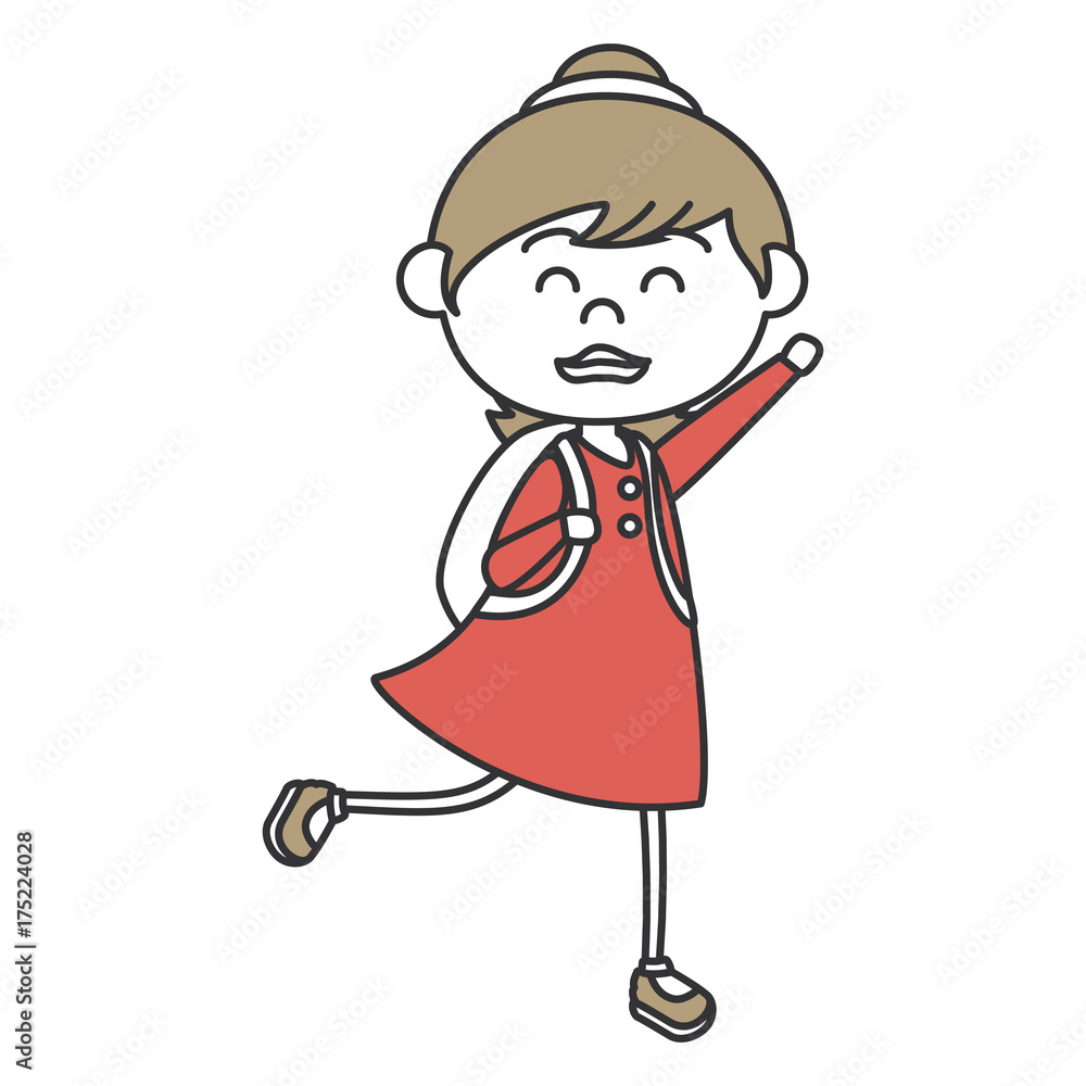 beautiful little girl with school bag character beautiful little girl with school bag character