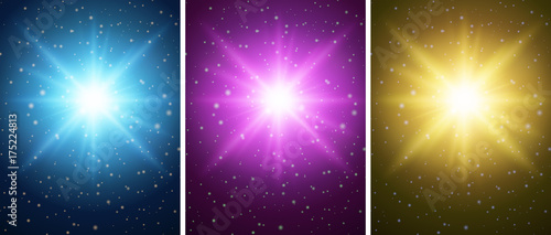 Three backgrounds with bright lights