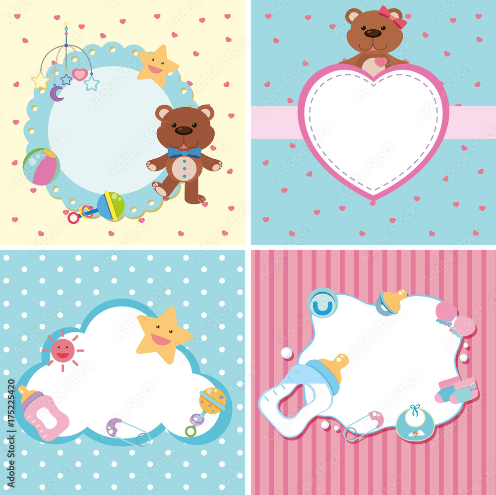 Four background templates with baby theme Four background templates with baby theme