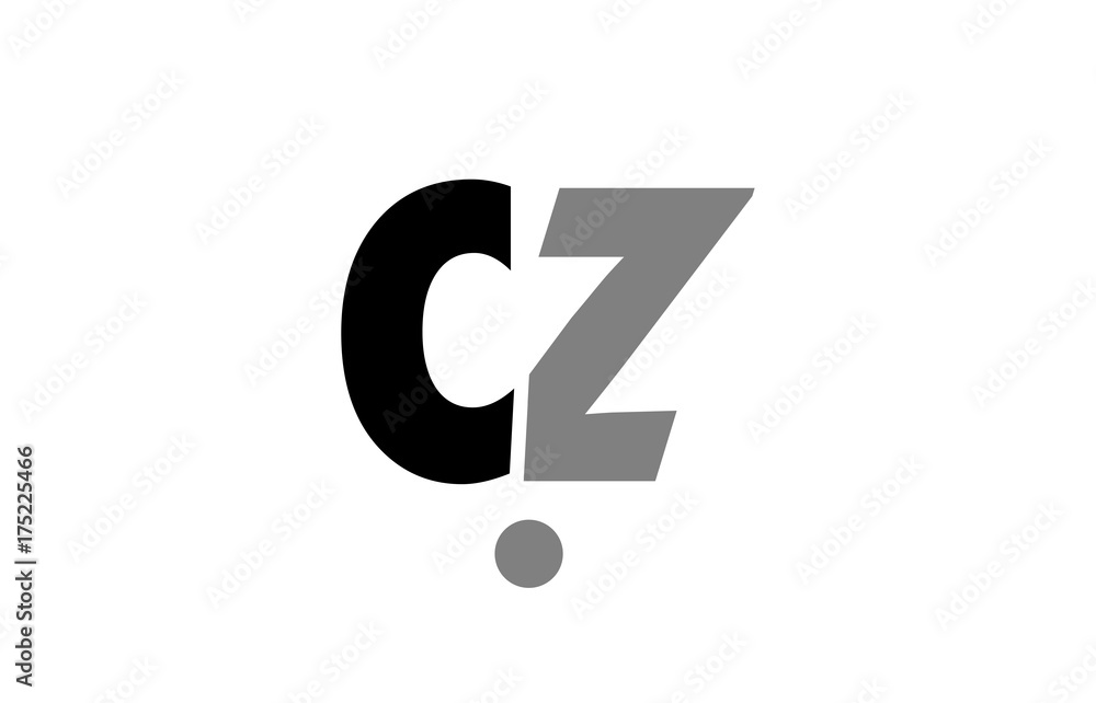 cz c z black white grey alphabet letter logo icon combination - obrazy, fototapety, plakaty 