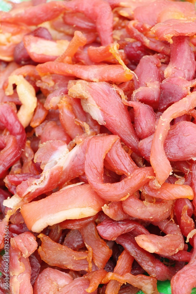 Sun-dried pork in market