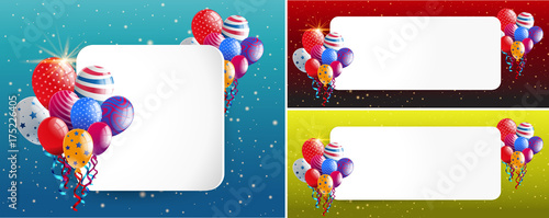 Three border templates with party balloons