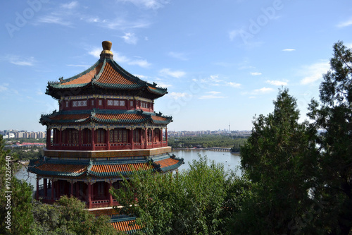 The temple around Summer Palace in Beijing. Pic was taken in September 2017. Translation: "The Summer Palace (Yiheyuan)"