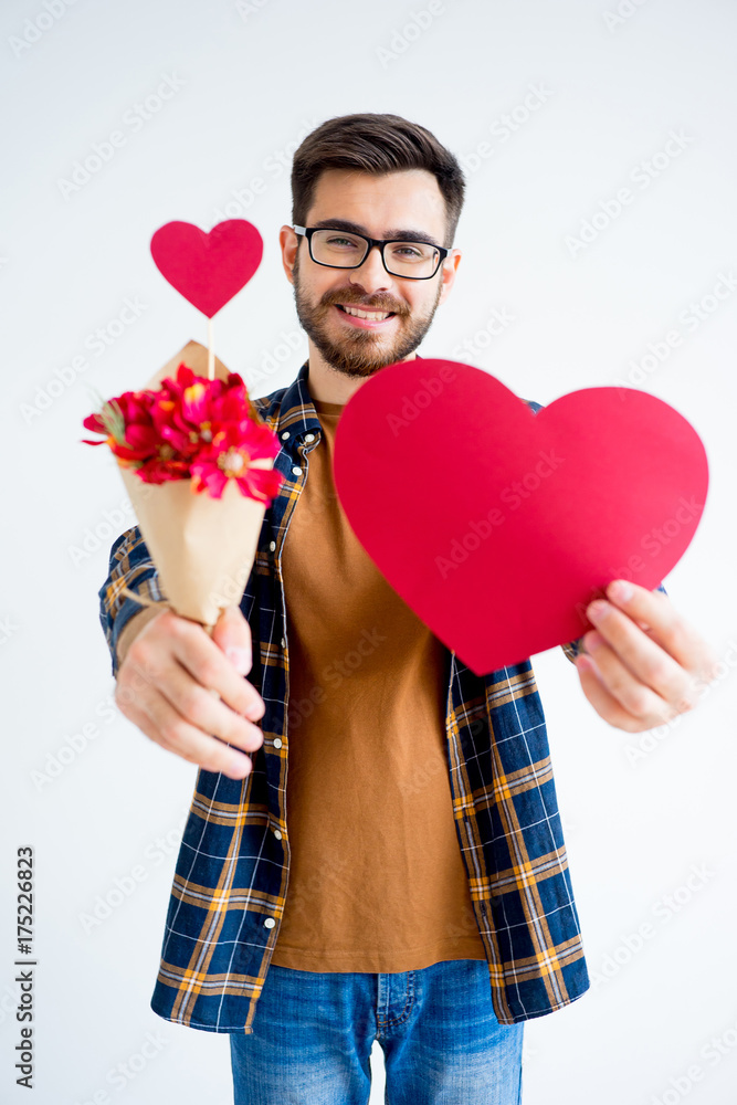 Guy with heart postcard Guy with heart postcard
