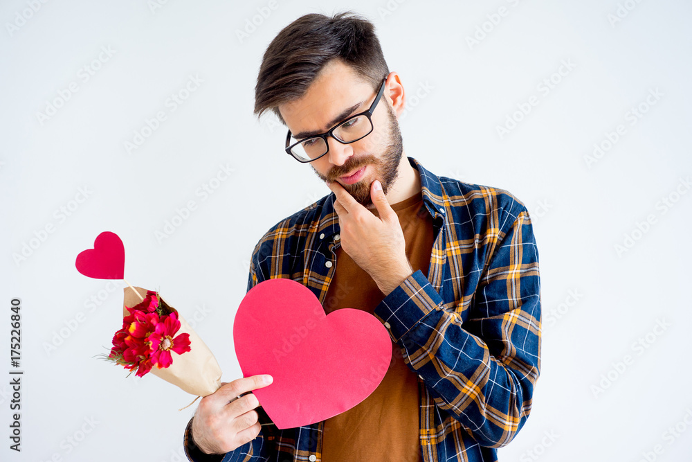 Guy with heart postcard Guy with heart postcard