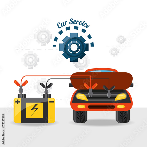 Automobile of car service and machine repair theme Vector illustration