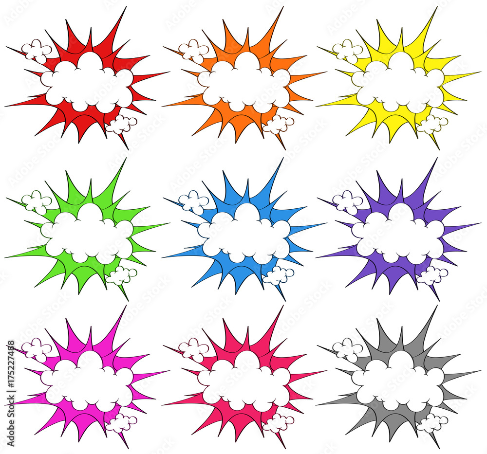 Cloud explosion on different color splashes Cloud explosion on different color splashes
