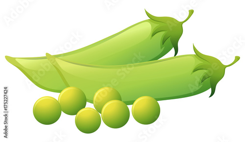 Green peas on isolated white background