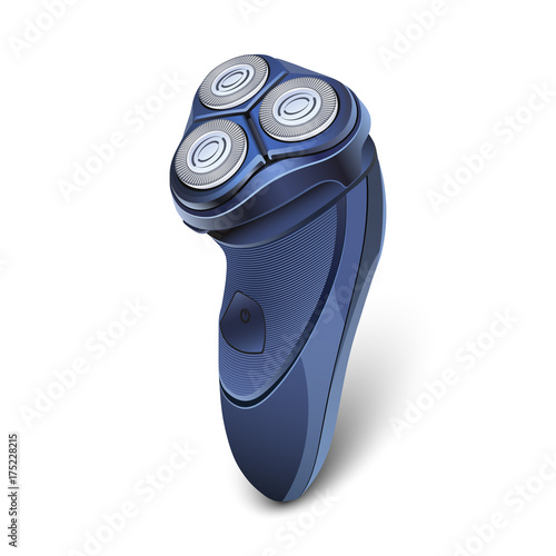 Electric razor on a white background. Realistic vector illustration of electric shaver