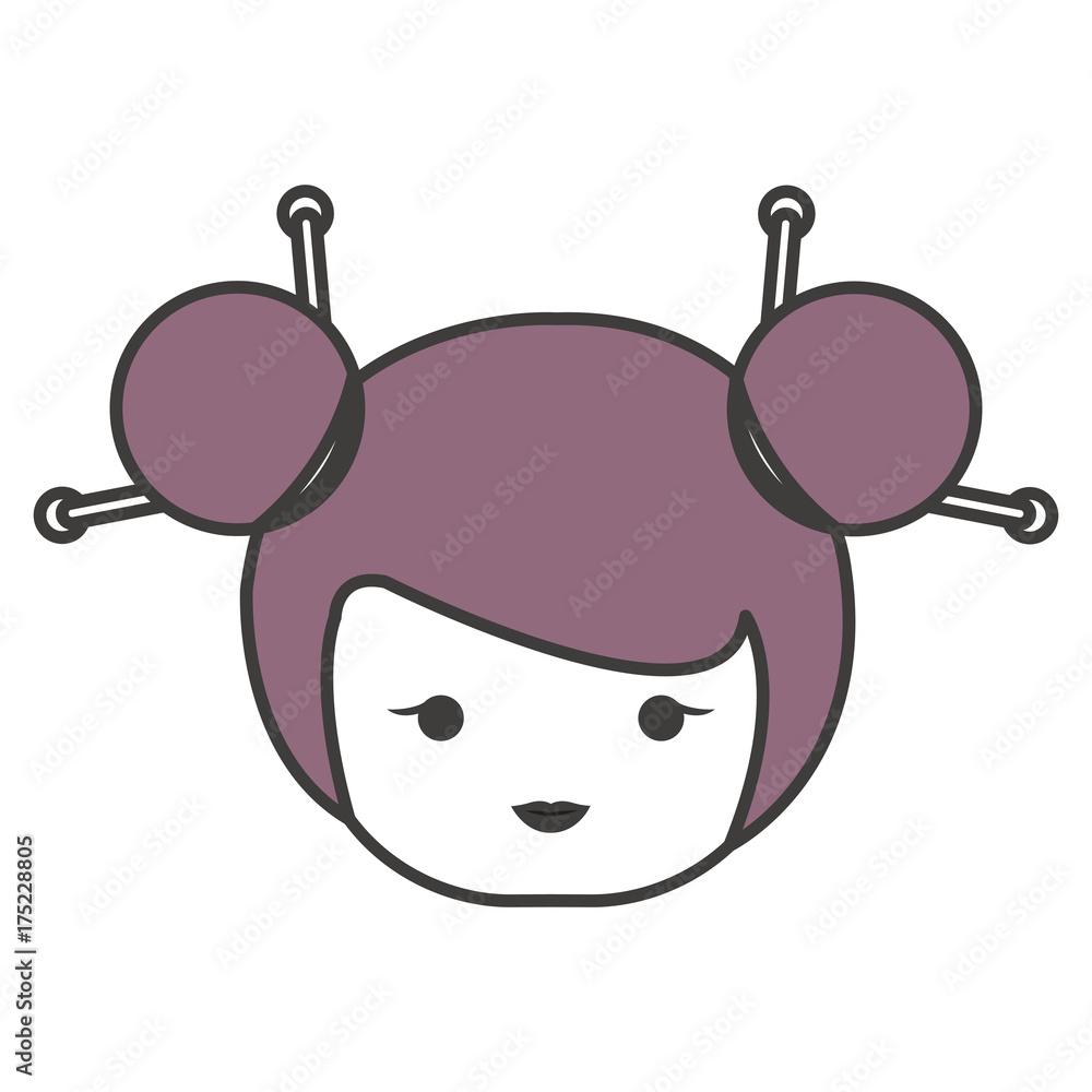 little japanese doll head kawaii character little japanese doll head kawaii character