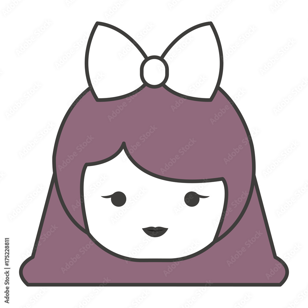 little japanese doll head kawaii character little japanese doll head kawaii character