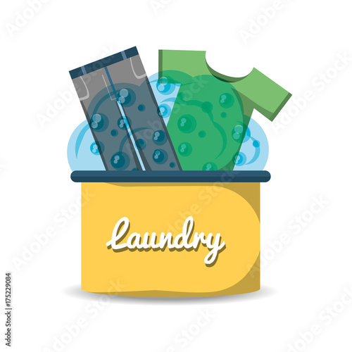 Laundry of cleaning service home work and hygiene theme Vector illustration