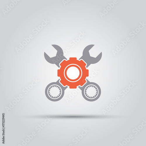 gear behind which two crossed wrenches isolated vector colored single icon