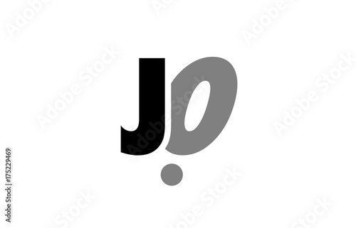 jo j o black white grey alphabet letter logo icon combination