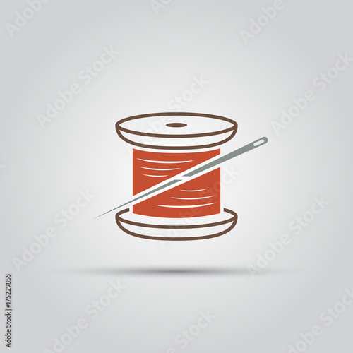 spool of thread and needle isolated vector colored icon