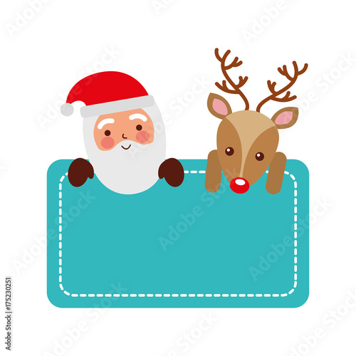 christmas santa claus and reindeer card empty decoration © Gstudio
