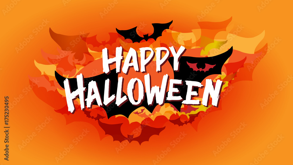 Happy Halloween typography calligraphy. Seasonal lettering. background layout design banner template. vector illustration