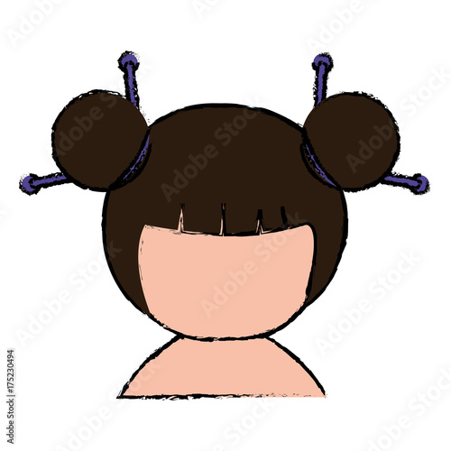 little japanese doll shirtless kawaii character vector illustration design