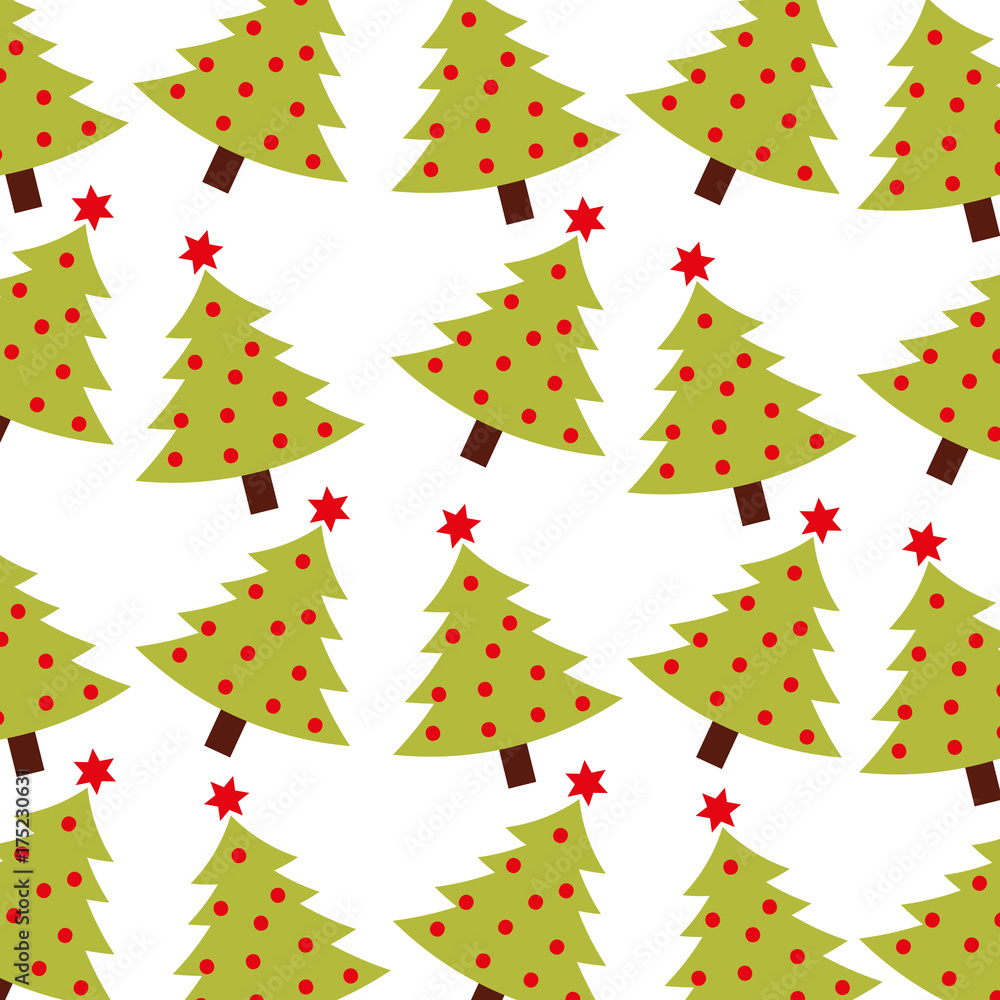 christmas green tree pine decoration celebration seamless pattern