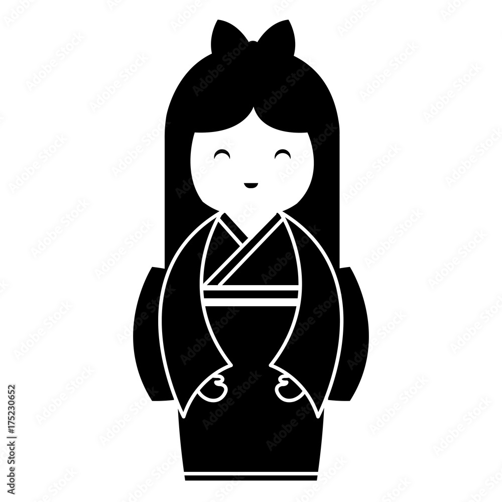 little japanese doll kawaii character vector illustration design little japanese doll kawaii character vector illustration design