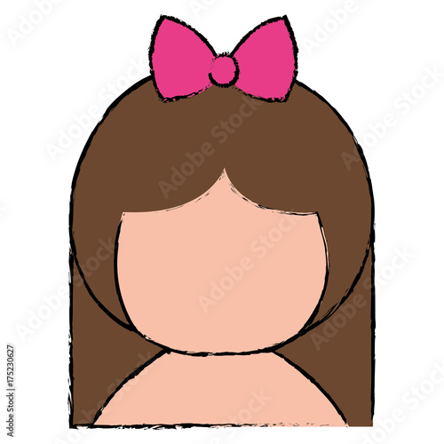 little japanese doll shirtless kawaii character vector illustration design